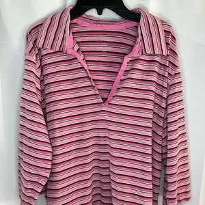 Venezia Pink Striped V Neck casual shirt